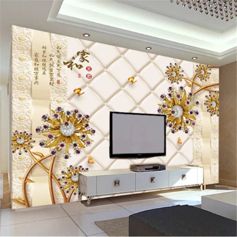 

Beibehang пользовательские обои для гостиной 3D Европейский мягкий мешок ювелирные изделия цветок ТВ фоне стены папье peint Фреска 3d фотобо