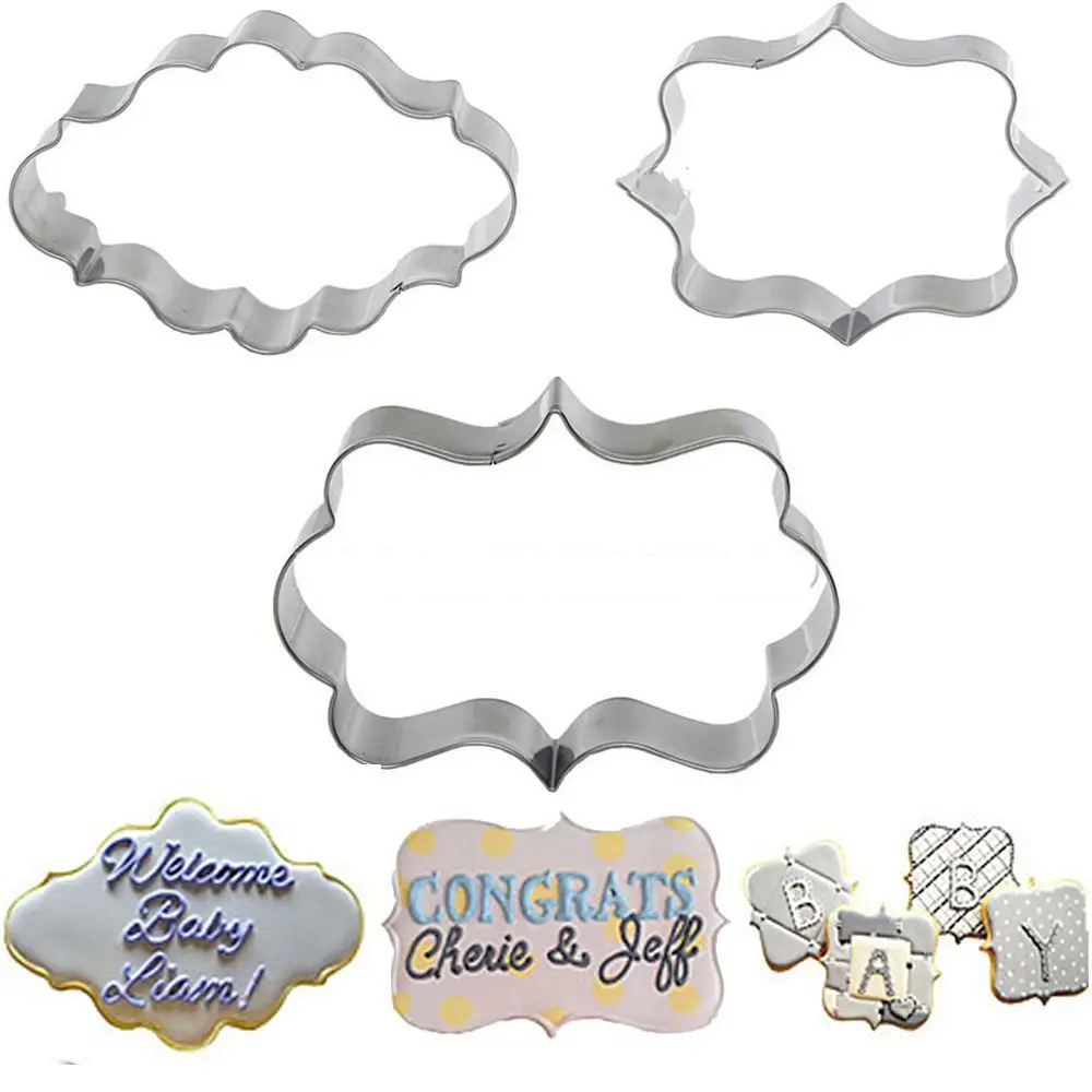 3x Stainless Steel Frame Biscuit Cookie Cutter Fondant Cake Mold Mould DIY Craft 