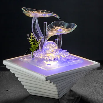 

Ceramic Water Fountain Feng Shui Wheel Water Fountain for Living Room Humidifier Desktop Water Fountain Figurines Miniatures