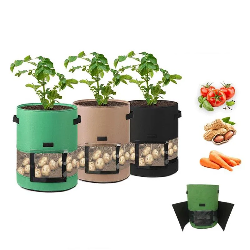 Potato Vegetable Growing Bag Side Window Plant Container Pouch Garden Grow Pots 