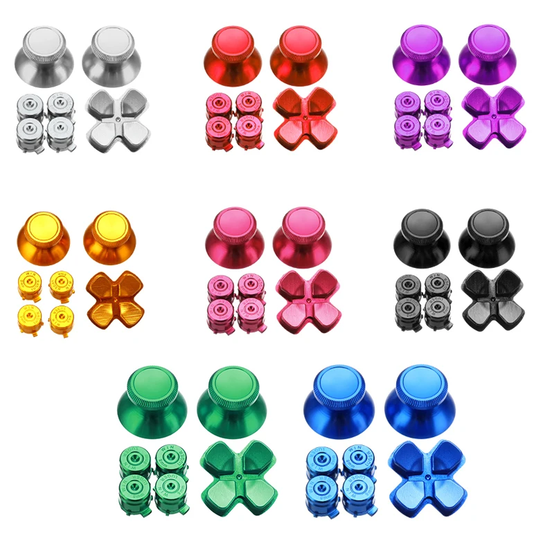 

7PCS Gold Custom Metal Thumbsticks Analogue Controller Bullet Buttons Chrome D-pad For Sony PS4 Controllers 7 Colors
