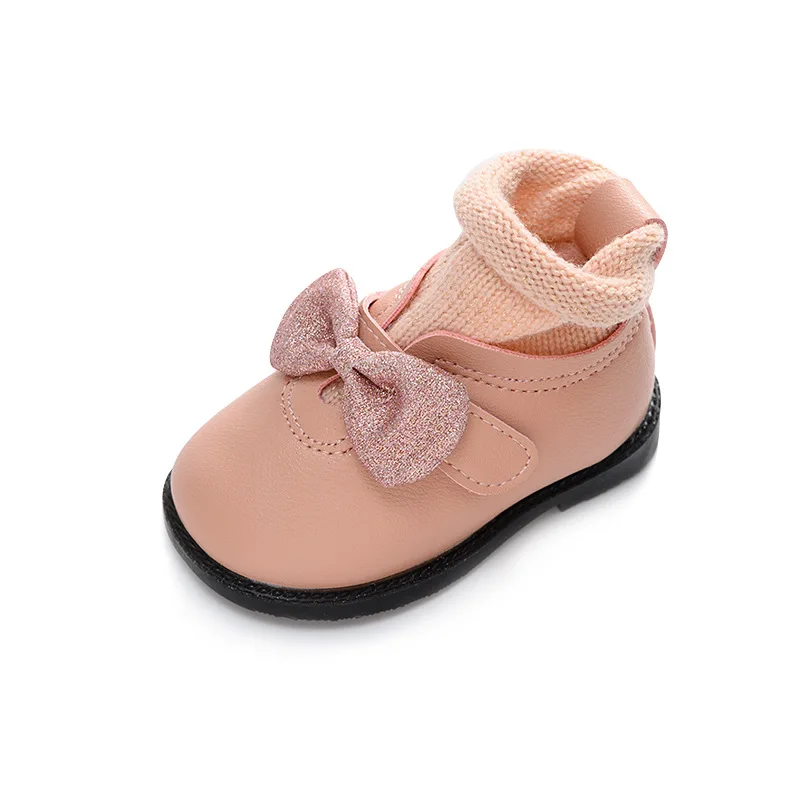 Зимние ботинки для маленьких девочек от 0 до 2 лет; обувь для малышей; обувь принцессы; мягкие ботиночки; бархатная зимняя хлопковая обувь