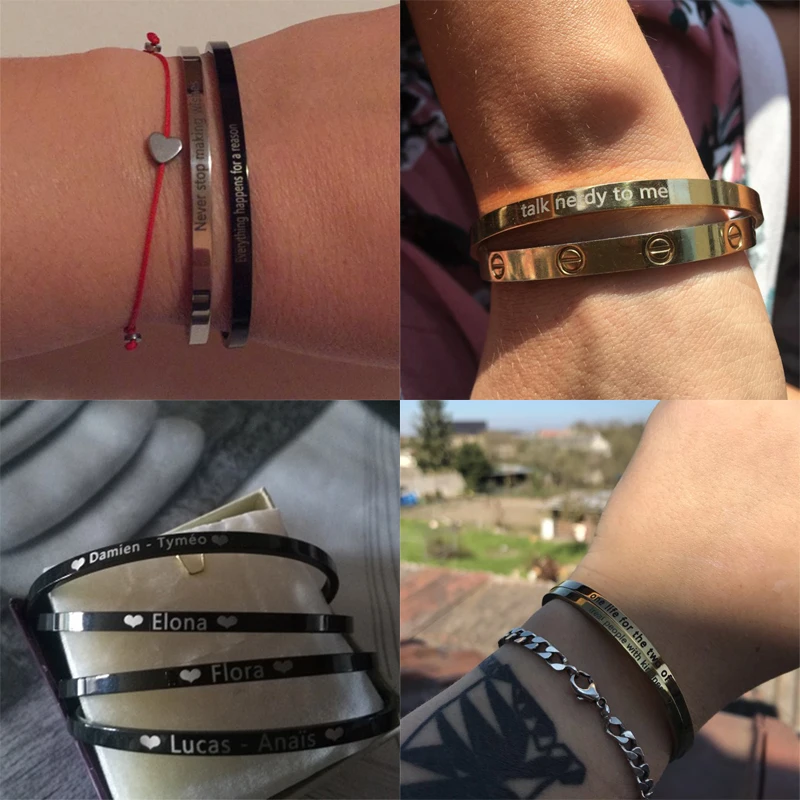 Nextvance Stainless Steel Inspirational Customized Cuff Bracelet Bangle Gold Engraved Bracelets Women Men Personalized Gift - Image 5