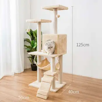 

Cat Play Tree House Condo Toy Pet Scratching Post for Cats Kitten Climbing Playing Tree Cat Scratcher Tree Towers Furniture