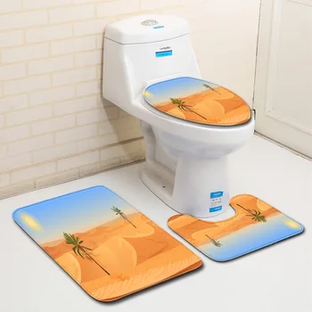 

3PCS Bathroom Carpets Set Bath Mat Coral Flannel Floor Rug Toilet Non-slip Carpet Mattress Bathroom Decor