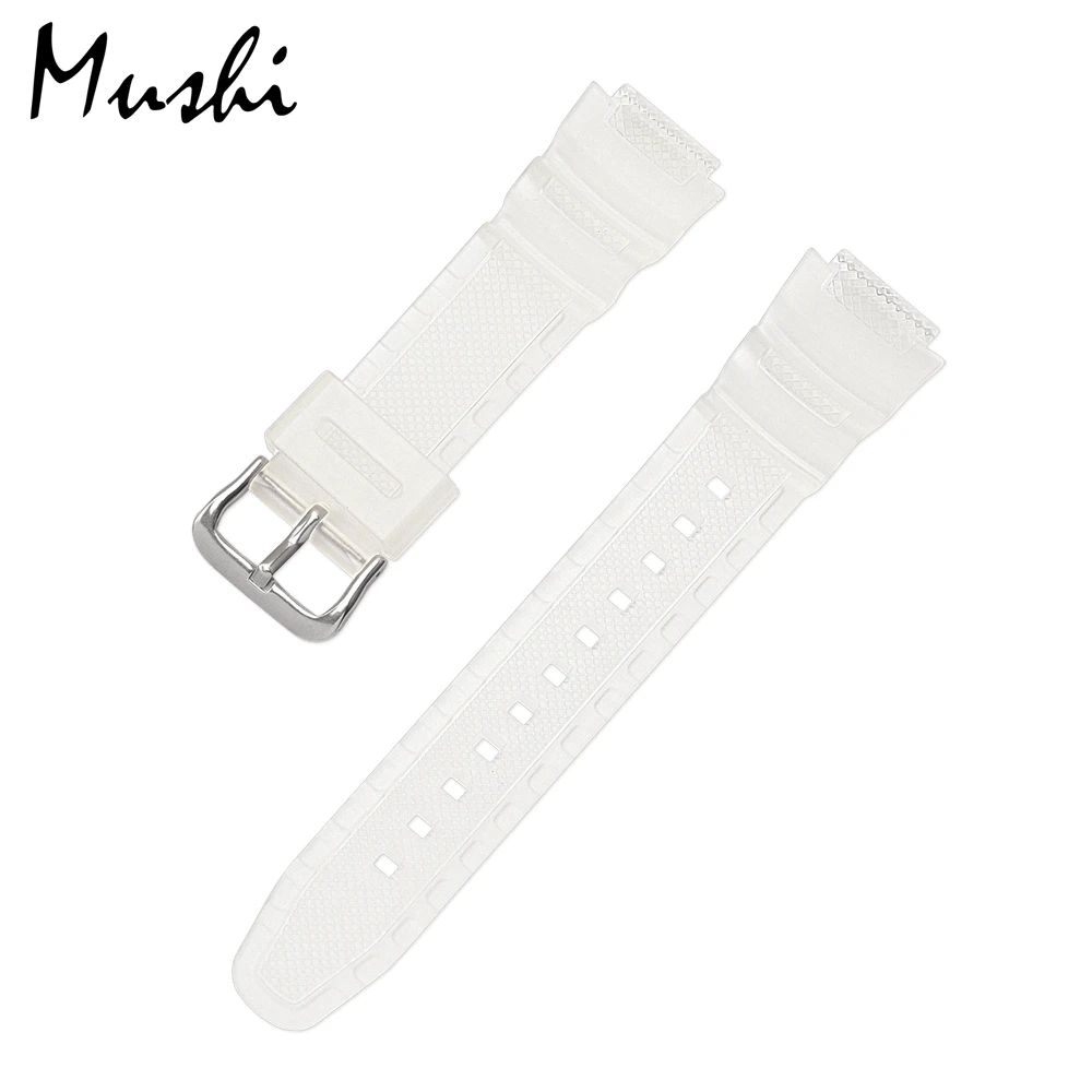 Matte Translucent Каучуковый ремешок для объектива с оптическими зумом Casio AE-1000w AQ-S810W SGW-400H/SGW-300H силиконовый ремешок для часов булавки Туфли с ремешком и пряжкой часы на запястье браслет цвета: черный - Цвет ремешка: Matte Translucent