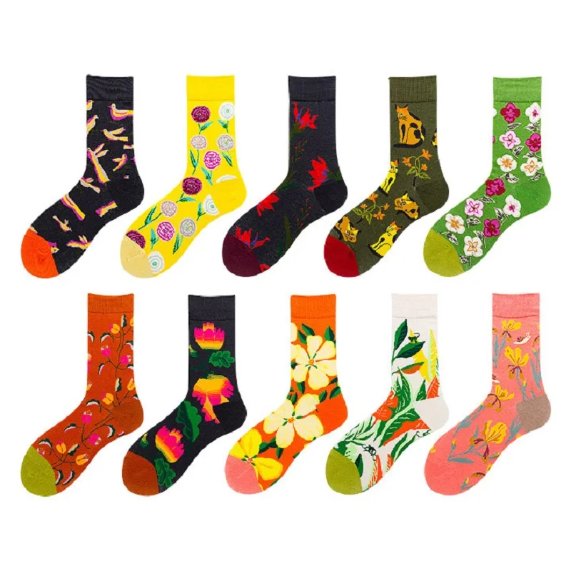 

Thermo Colorful Women's Yellow Socks Men's Socks with Print Pattern Sunflower Green Plants Happy Funny Gift For Man Christmas