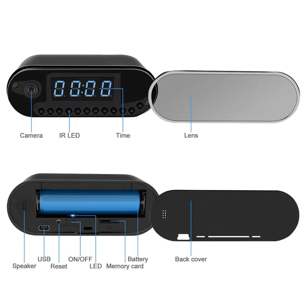 HD WiFi CamPro1080P IP P2P настольные часы камера WIFI контроль инфракрасное ночное видение