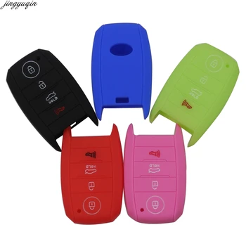 

jingyuqin 4 Buttons Silicone Car Key Fob Cover Case For Kia Rio Ceed Soul Sportage Sorento Carens Picanto