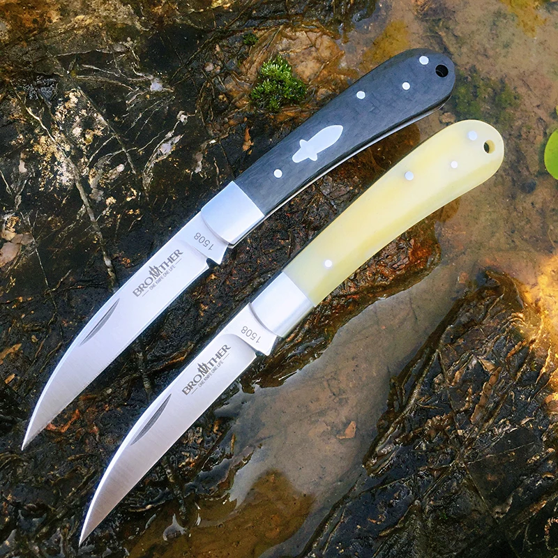 Складной нож 【 1508 】 Brother Pocket VG10 Blade Slip Joint Modern Carbon Fiber Bone Grip EDC Tool Folder туристический