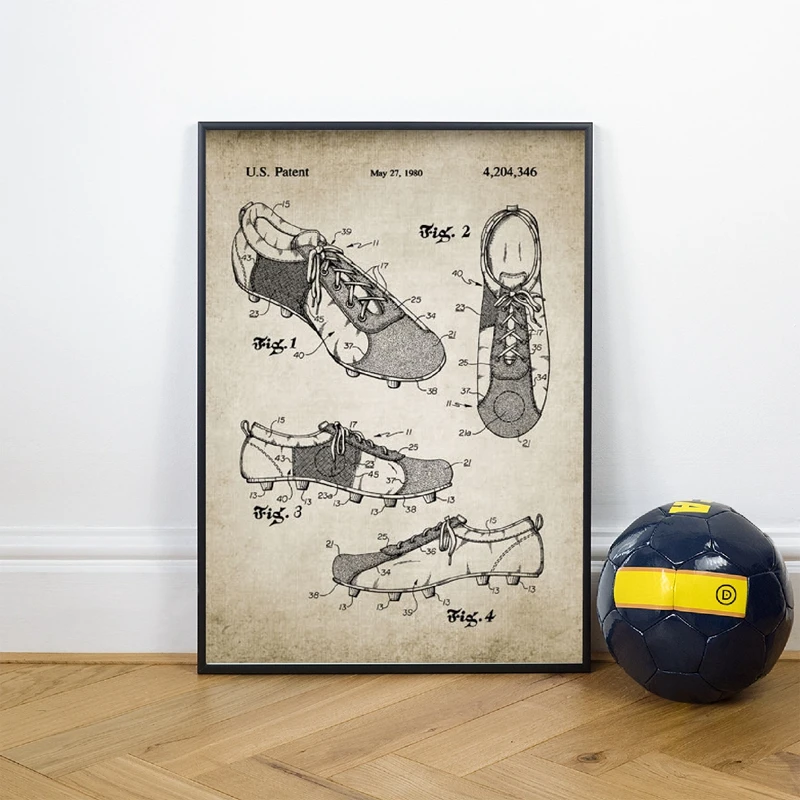 Vintage-Soccer-Patent-Blueprint-Posters-and-Prints-Football-Pitch-Soccer-Ball-Boot-Goal-Net-Design-Wall