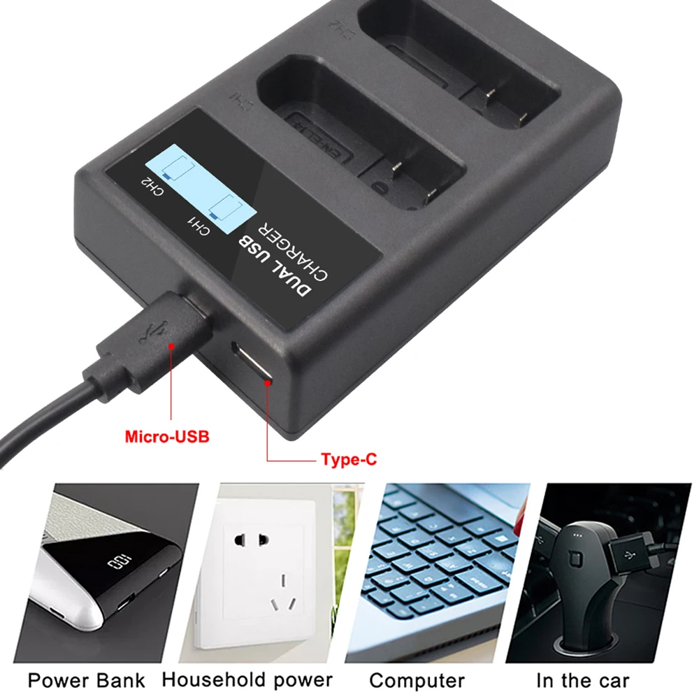 Battery Charger PALO EN-EL14 EN EL14 EN-EL14a LCD Dual For Nikon P7800 P7100 D3400 D5300 D5200 D3200 D3300