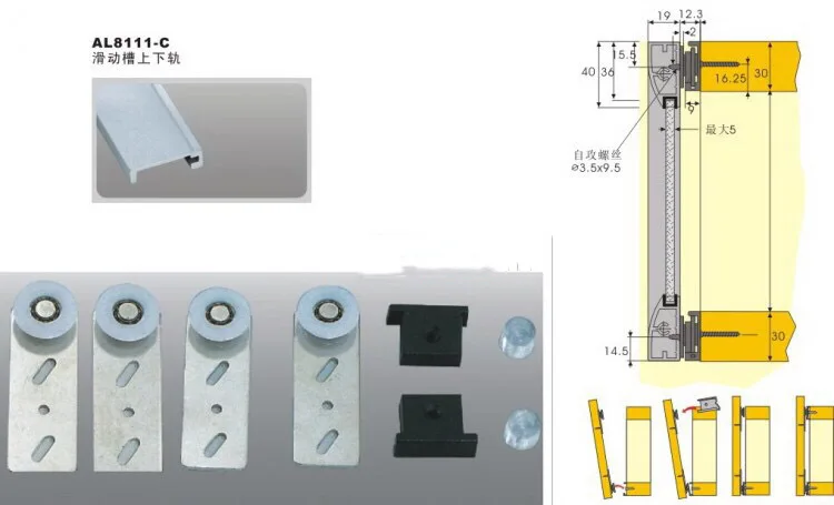 Sliding Door Roller Sliding Door Pulley 4PCS Home Furniture Sliding Door Rollers Cabinet Wardrobe Mute Pulley Wood Door Rollers Shower Room Sliding Pulley