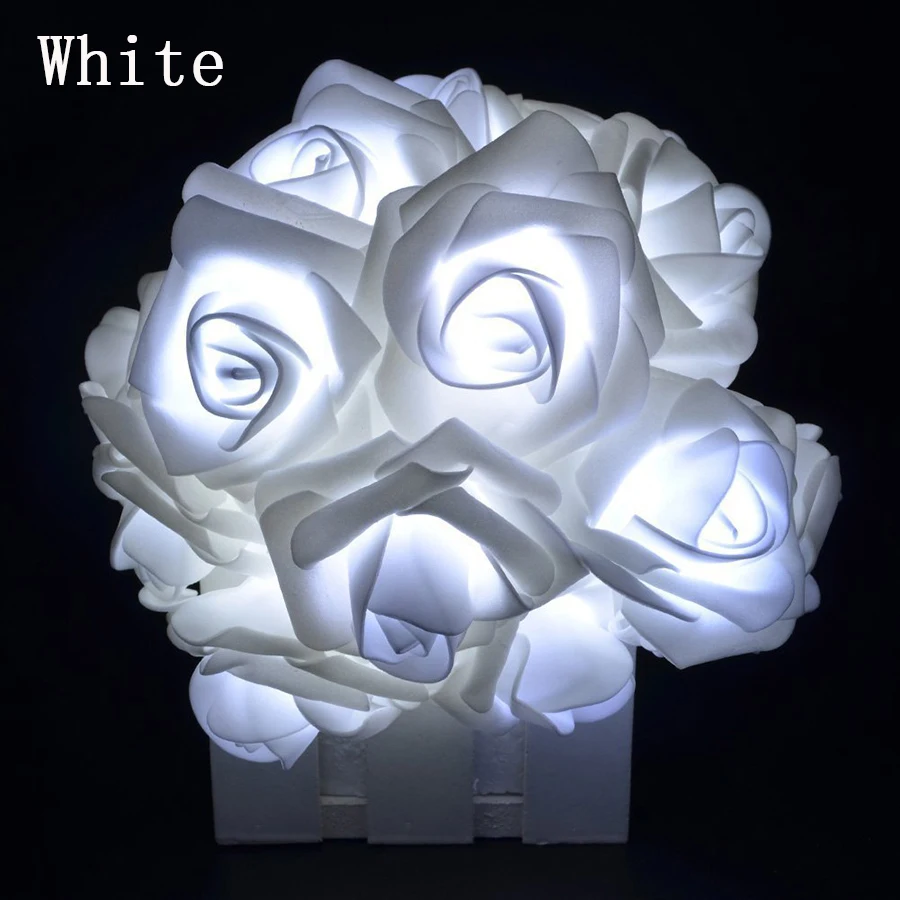 String Lights Chrismas Night Light Rose Flower 2M 20 LEDS Battery Operated Christmas Holiday Lights For Valentine Wedding