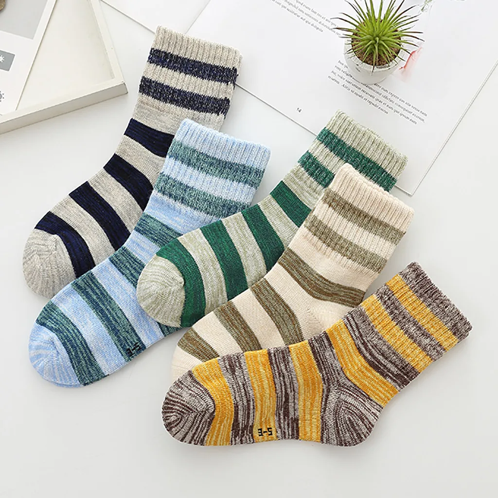 5 пар детских носков для мальчиков хлопковые детские носки без пятки средней длины с принтом теплые носки в полоску мягкая удобная повседневная одежда в полоску для маленьких мальчиков