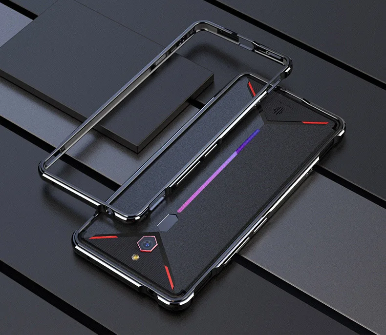 Для zte nubia red magic 3 чехол Роскошный глянцевый алюминиевый бампер чехол для nubia red magic3 крышка глобальной версии металлическая рамка - Цвет: Черный