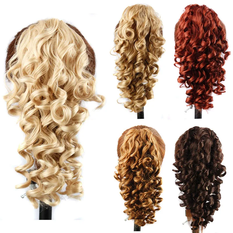 

Long Curly Ponytail Hair Piece Claw Clip In Hair Extension Heat Resistant Synthetic Natural Curly Hair Ponytail Blonde Msglamor