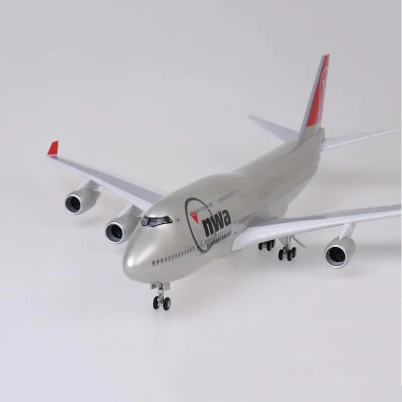 without light 47 см Boeing 747 B747 модель nwa NorthWest Airlines с шасси колеса огни Смола самолет коллекционная игрушка - Цвет: without light