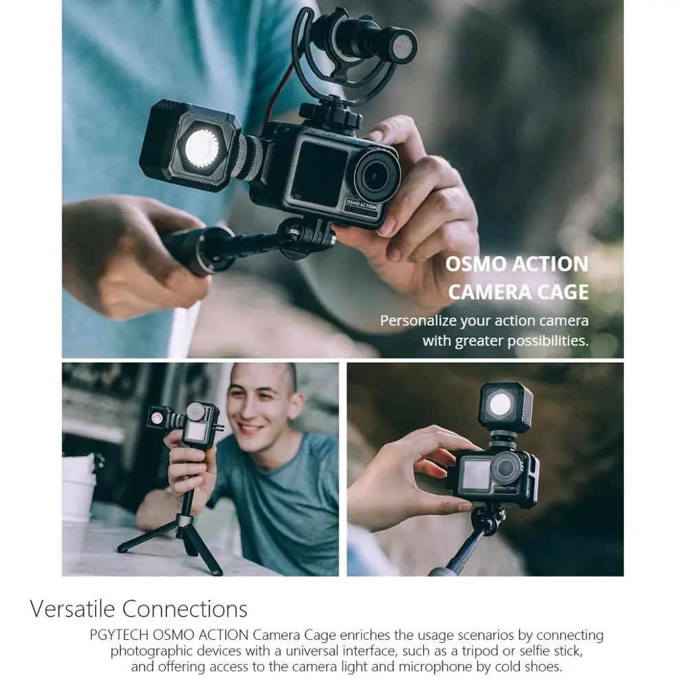 PGYTECH Vlog Комплект для фотосессии для DJI OSMO Action-PGYTECH чехол для переноски OSMO Экшн камера клетка удлинитель Полюс штатив бленда объектива