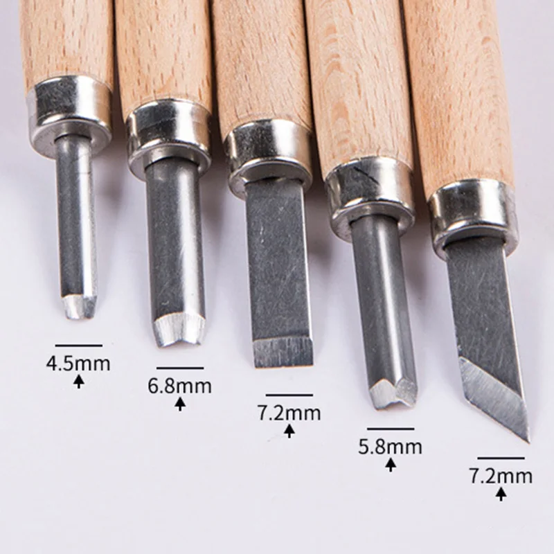 5pcs Wood Carving Chisel Tool Set For Woodworking Professional Wood Carving Knife Rubber Stamp Tool Kit