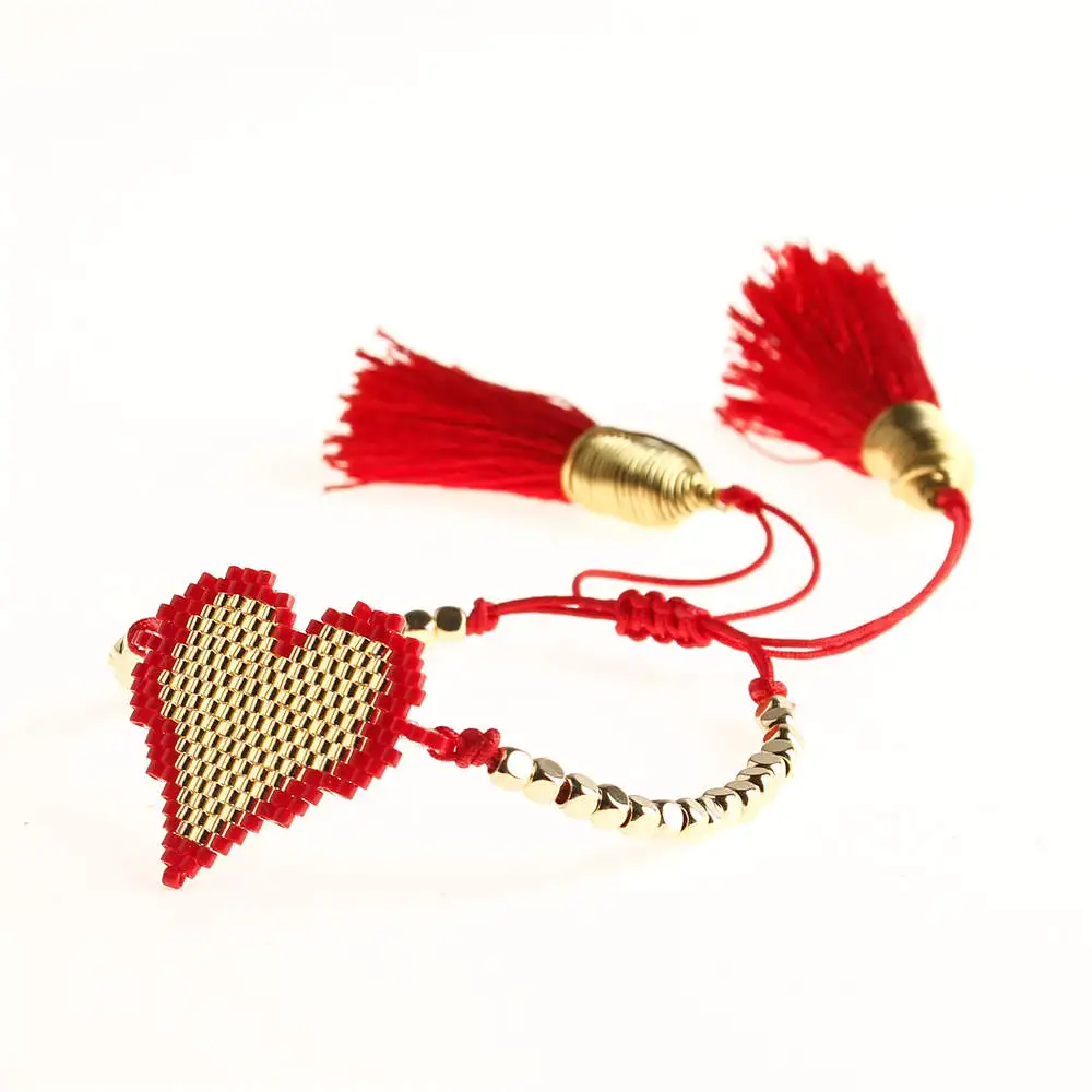 Go2boho Perles MIYUKI браслет женское сердце Pulseras Mujer мексиканские браслеты с кисточкой Золотые ювелирные изделия из нержавеющей стали Bileklik