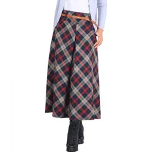 Женские юбки, осенние и зимние новые твидовые юбки, клетчатая юбка Guofeng, ретро клетчатая юбка