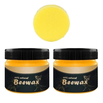 

Furniture Wax, Beeswax &, 85G, Wood Seasoning Beewax Beeswax Home Cleaning for USE on Wood, Metal and Leather (2x85G+1xSponge)