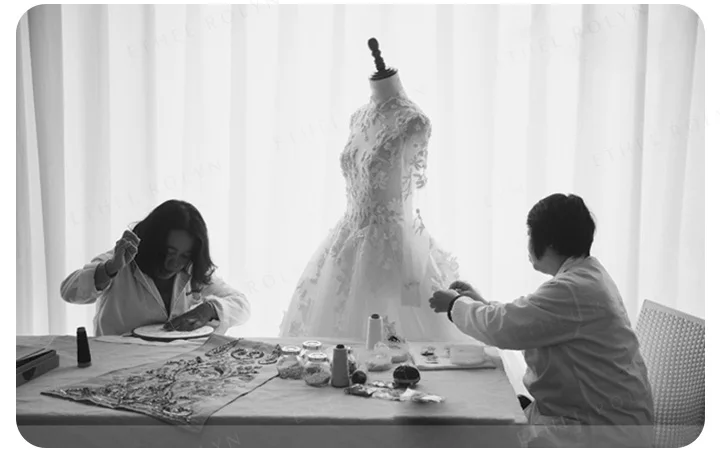 plus size wedding dresses ETHEL ROLYN A-Line Wedding Dress 2022 Princess Long Sleeve V-Neck Beading 3D Flowers Appliques Vintage vestidos de novia beach wedding dresses