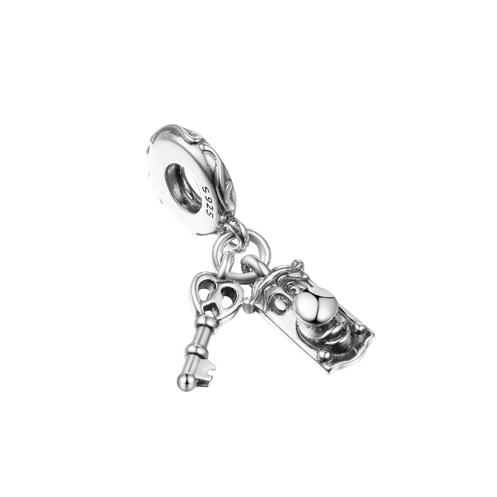 

_ Серебряный ключ и дверная ручка, подвесные шармы-бусины для изготовления ювелирных изделий, Подходит для европейских браслетов, серебряные шармы-бусины