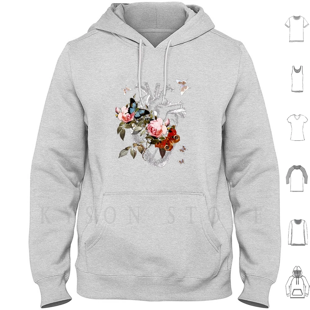 Primavera Floral corazón humano Sudadera con capucha manga larga corazón humano anatomía amor cuerpo anatómico ciencia medicina acuarela|Sudaderas con capucha sudaderas| - AliExpress