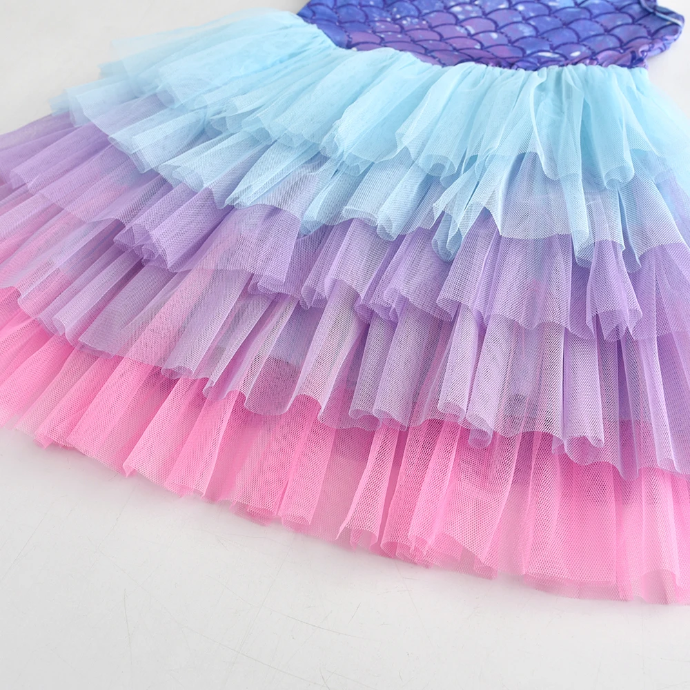 VIKITA Lace Layered Dress for Girls Toddlers Princess Party Prom Dresses Kids Tutu Dress Children Sleeveless Summer Clothes cheongsam