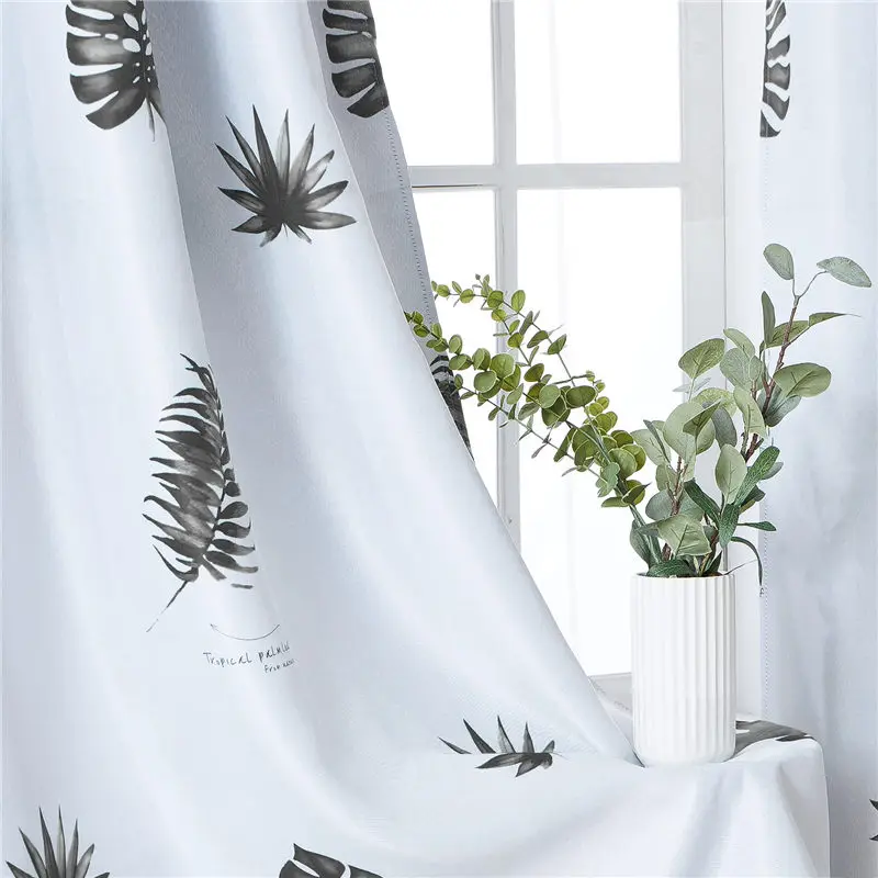 Topfinel Tropical Leaves Blackout Curtains For Living Room Bedroom Kitchen Kid Room Printed Polyester Window Treatment Drapes De