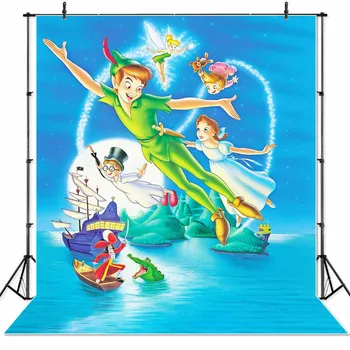 

SeekProVinyl Peter Pan ship children Photo Backgrounds Birthday Photo Banner Peronalized Photocall Backdrop