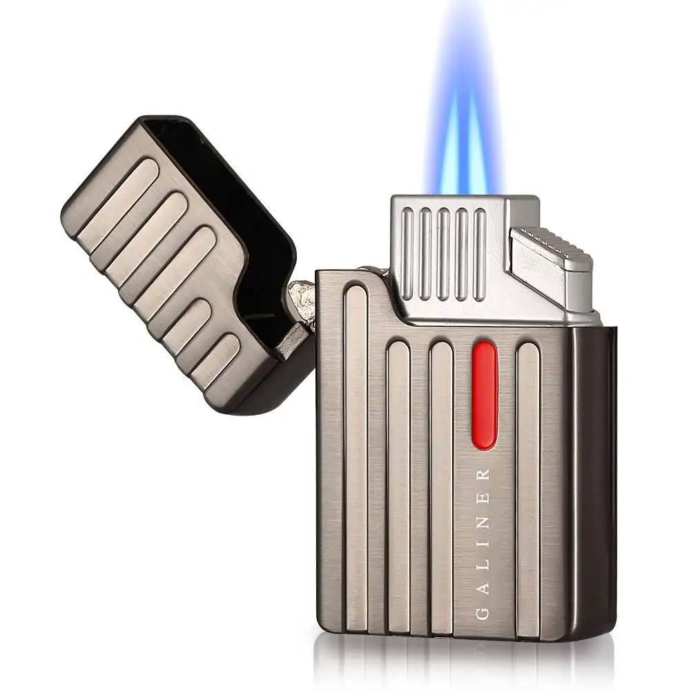 

Galiner Creative Cigar Lighter Windproof Metal Butane Torch Lighters Mini Portable Gas 2 Jet Smoking Lighter Cigar Accessories