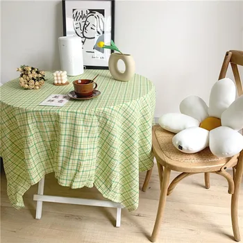 

FSISLOVER Deco Fresh Plaid Table Cloth Cotton Tablecloth Green Tablecloths Dining Table Cover Obrus Tafelkleed mantel mesa nappe