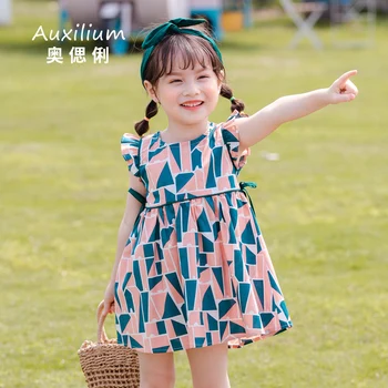 

Summer Party Cotton Girls Short Dress Sleeveless Boutique Outfits Cute Princess Girls Dress Floral Enfant Girls Clothing BW50DR