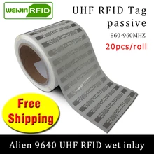 UHF RFID метка наклейка Alien 9640 влажная инкрустация 915m868 860-960 МГц Higgs3 EPC 6C 20 шт самоклеющаяся Пассивная RFID этикетка