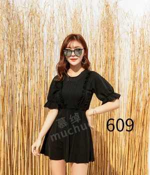 

new cover up Swimsuit dress 2020 beachwear Skirt lace Solid color Summer Student dress stripe lace sexy women's dress