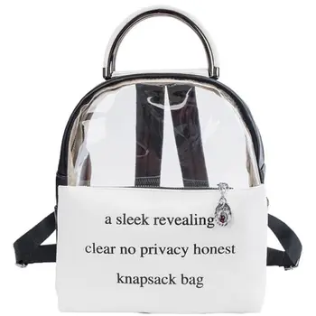 

Fashion Printing Letter Clear Transparent Backpack jelly Candy Color Schoolbag For Teenage Girls PVC Creative Student Book Bag