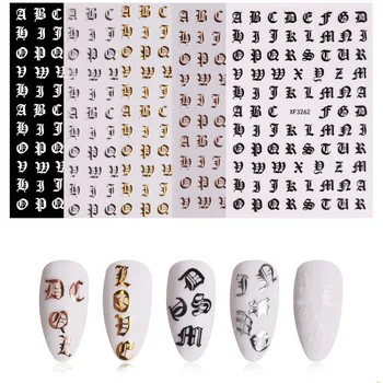 

1 Sheet 3D Colorful Nail Sticker Cute Unique Alphabet Mixed Patterns Self-Adhesive Nail Art Transfer Decals Nail DIY Decorations