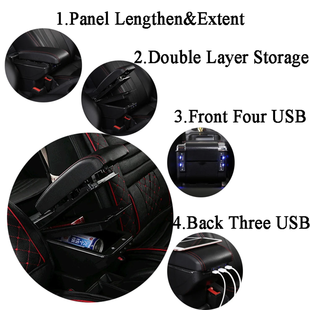 Подлокотник организовать коробку для peugeot 208 7 USB с панелью лампы Расширенный