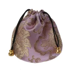 Elegant Silk Travel Pouch with Classic Chinese Embroidery (Light Purple)