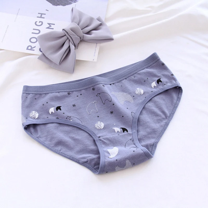 Cotton Women's Panties Polar Bear Pattern Cotton Underwear Gril Briefs Lingerie Ladies Underpants Cartoon Intimate Female Panty