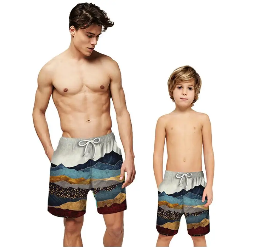 Летние шорты с принтом одежда для купания папы и сына семейный купальный костюм