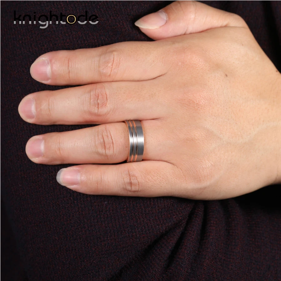 8 мм розовое золото два офсетная печать паз Вольфрам обручальное кольцо из