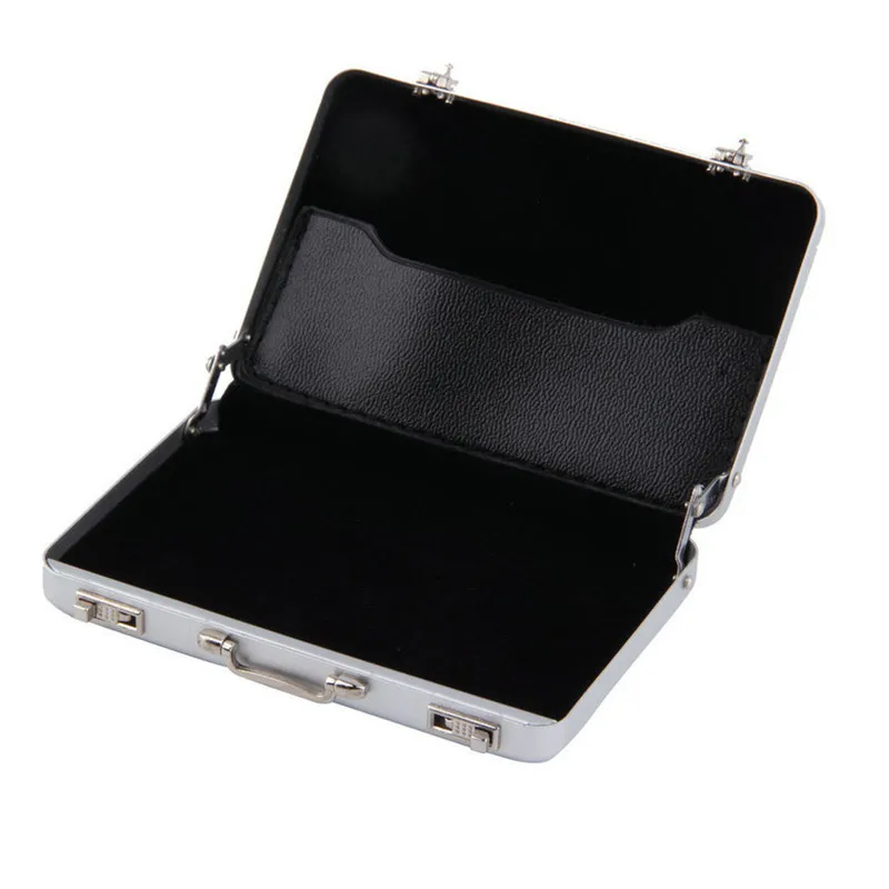 1pc Mini Briefcase Business Card Case ID Holders Password Silver Aluminium Credit Case Box Wholesale