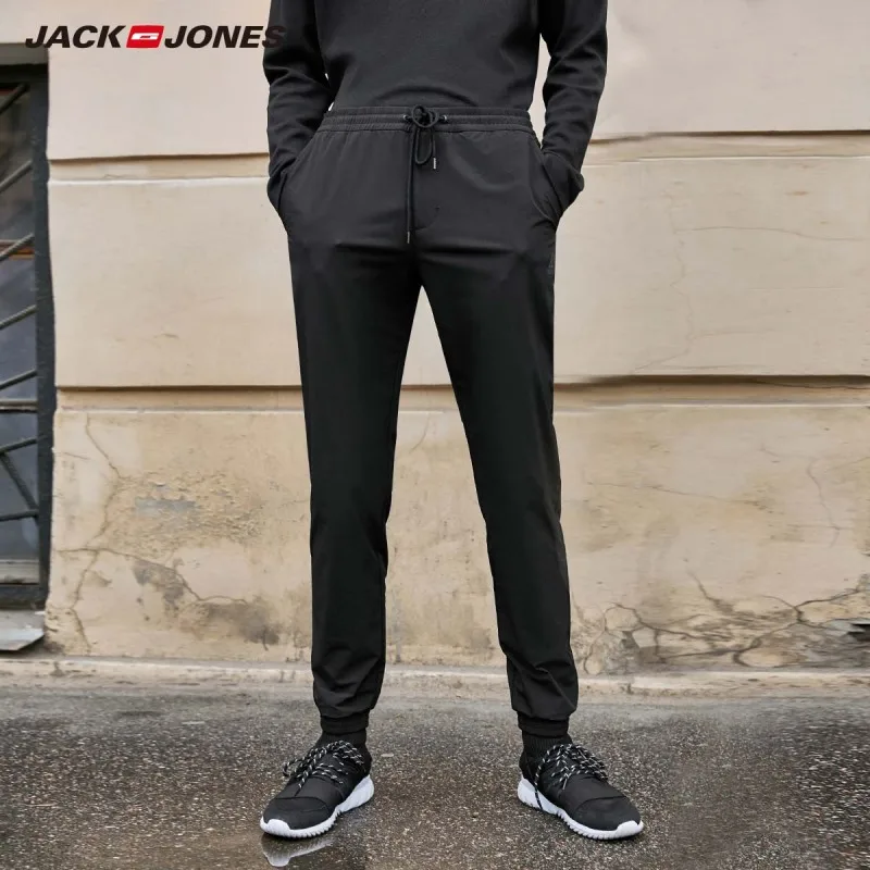 JackJones мужские Стрейчевые тренировочные брюки для бега мужские брюки для фитнеса 219314526 - Цвет: BLACK