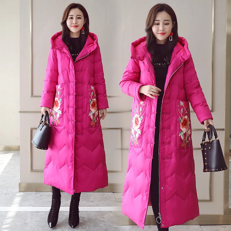 

Ethnic-Style Cotton-padded Clothes Women's 2019 Winter New Style Retro Embroidery Mid-length down Jacket Cotton-padded Clothes W