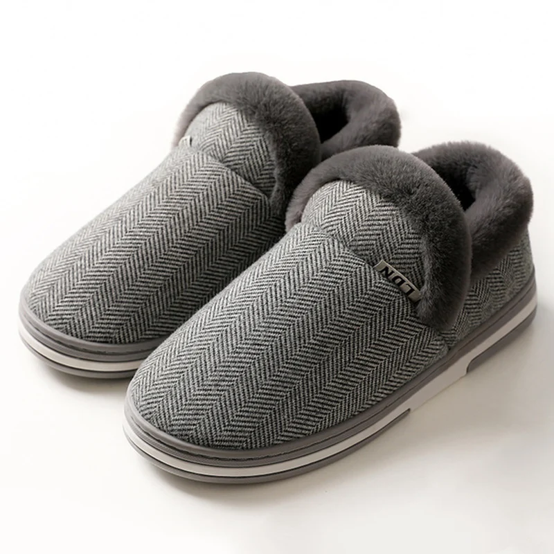 Light gray Пара хлопковых тапочек Мужская и женская Нескользящая износостойкая хлопковая обувь на толстой подошве женские теплые домашние шерстяные тапки для мужчин - Цвет: Light gray