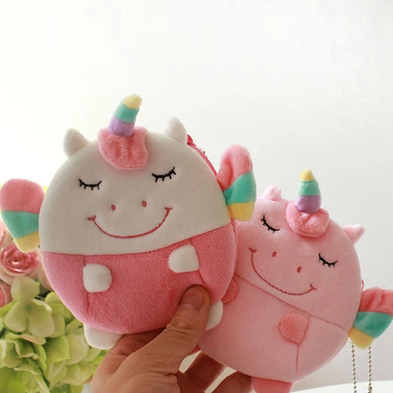 1 PC Mini Plush Unicorn Coin Purse Earphone Storage Keychain Bag Purse Women Girls Lovely Lipstick Money Winter Purse Pocket